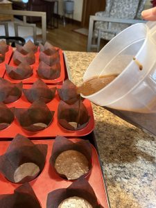 Pouring the cupcakes - makes 30.